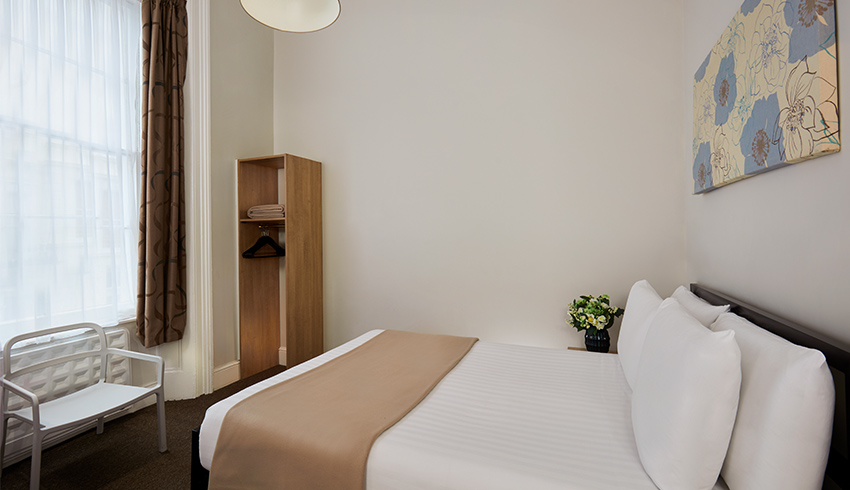 comfortable double bed at budget london hotel